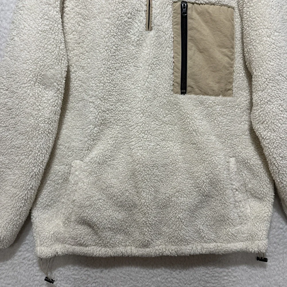 Pacsun Fleece 1/4 Zip Ivory White‎ Pullover Jacket Size Medium